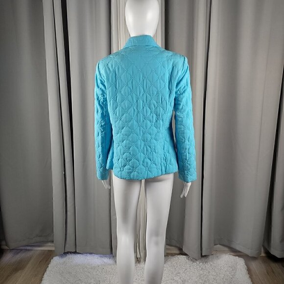 Requirements Sky Blue Quilted Lightweight Snap Up Outdoor Coat Jacket Size Small - Picture 3 of 12